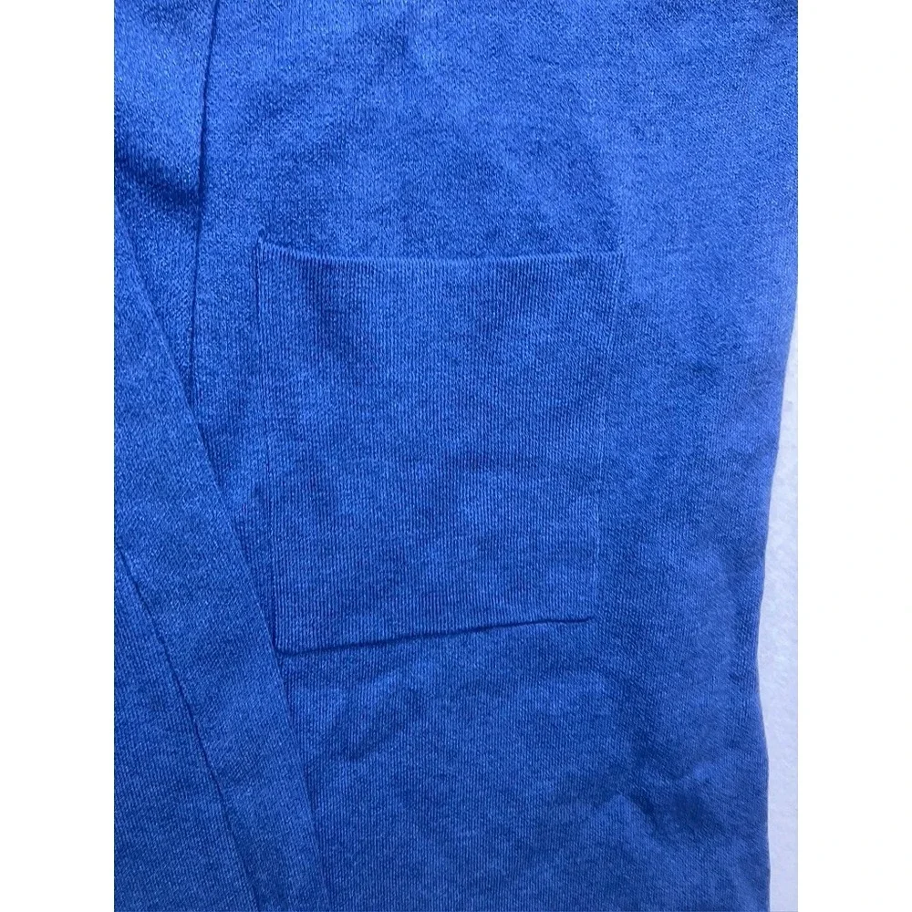Liz‎ Claiborne Cardigan Sweater Womens XXL Blue Open Front Longline Pocket